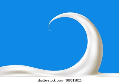 Milk wave splash with blue background. Vector illustration