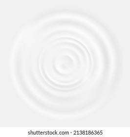 Milk wave splash ripple background. White vector circle of yogurt or cream texture top view. Round swirl surface from falling drop, cosmetic moisturizer, lotion, paint or dairy product 3d design