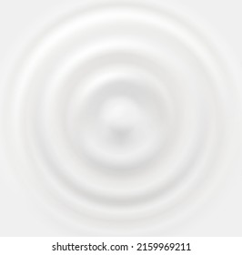 Milk wave splash ripple background, white 3d vector circles of yogurt or cream top view. Round swirl texture surface from falling drop, moisturizer, lotion, paint or dairy