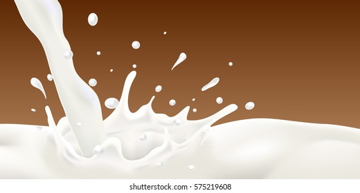 Milk wave vector illustration on chocolate background