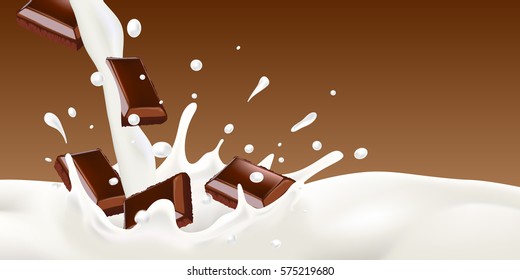 Milk wave vector illustration on chocolate background