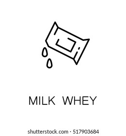 Milk whey flat icon. Single high quality outline symbol of milk food for web design or mobile app. Thin line signs of milk whey for design logo, visit card, etc. 
