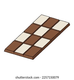 Milk white chocolate in doodle style. Hand Drawn. Freehand drawing. Sketch.	