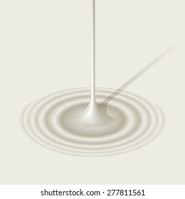 Milk or white liquid created ripple. Vector illustration