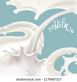 milk white spray 3d realistic vector illustration