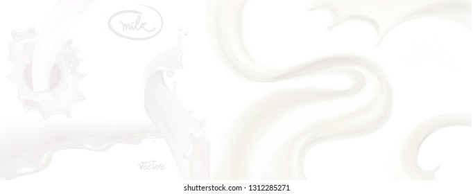 milk white spray 3d realistic vector illustration