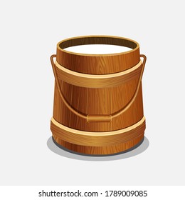 Milk wooden bucket isolated vector