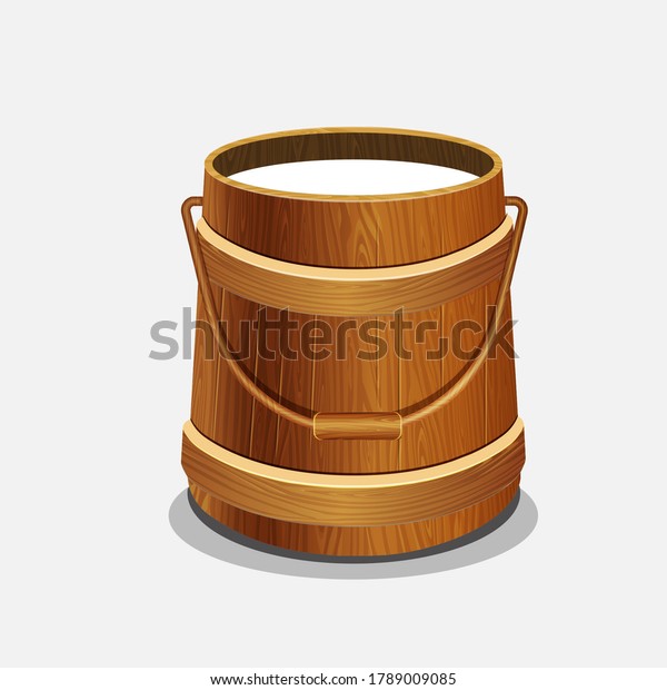 Milk wooden bucket isolated\
vector