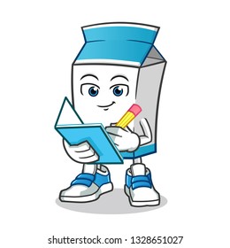 milk writing mascot vector cartoon illustration
