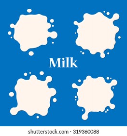 Milk or yoghurt blots set, isolated. Milk splashes collection, vector illustration