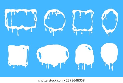 Milk yoghurt logo label splash blot frame isolated set. Vector graphic design illustration

