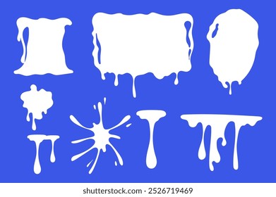 Milk yoghurt logo label splash blot frame isolated set. Vector graphic design illustration	