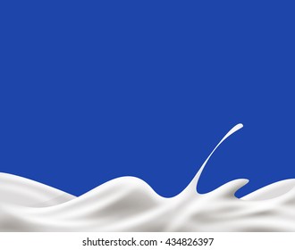 Milk, yogurt or cream wave on blue background.