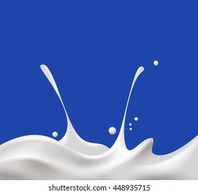 Milk, yogurt or cream wave on blue background.