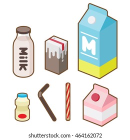 Milk yogurt juice bottle icon illustration package vector
