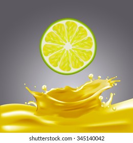 Milk, yogurt lemon splashing vector concept