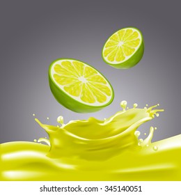 Milk, yogurt lemon splashing vector concept