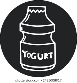 Milk Yogurt Nutrition Collection Icons Set Vector Thin Line.   Yogurt In A Bottle With Tube