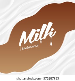 Milk or yogurt splash vector on chocolate background realistic illustration