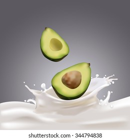 Milk, yogurt splashing vector concept