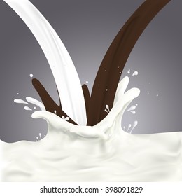 Milk, yogurt splashing vector concept
