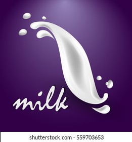 milk, yogurt, splashing, vector illustration.