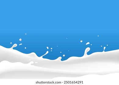 Ola de agua de leche o yogur. Elemento de salpicadura de onda líquida blanca.