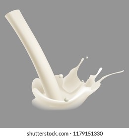 Milk, yogurt, white paint vector illustration in realism style with splashes