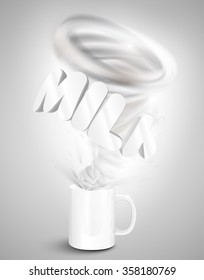 Milk yogurt/drink in a cup, realistic vector illustration