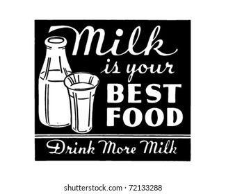 Milk Is Your Best Food - Retro Ad Art Banner