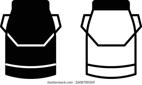 Milking Bucket Icon Set.  cheese production.  cow icons . black design black design.

