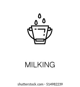 Milking flat icon. Single high quality outline symbol of milk food for web design or mobile app. Thin line signs of milking for design logo, visit card, etc. Outline pictogram of milking