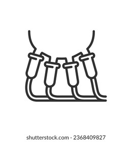 Milchmaschine auf Kuhmelken, lineares Symbol. Linie mit bearbeitbarem Hub