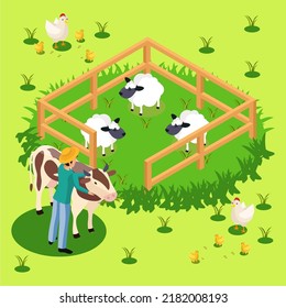 Milkman Day Illustration Vector Graphics Of  
Squeezing Cow's Milk  Perfect For Cow