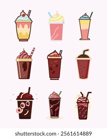 milkshake art design icon , milkshake vector, juice art, milkshake juice, illüstrator