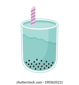 milkshake with a blue color and bubbles vector illustration design