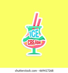 Milkshake Bright Color Summer Inspired Sticker With Text