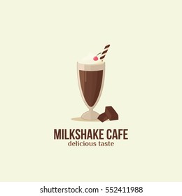 Milkshake Cafe logo design template. vector Illustration