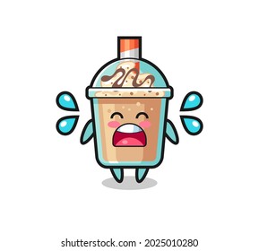 milkshake cartoon illustration with crying gesture , cute style design for t shirt, sticker, logo element