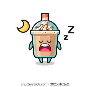 milkshake character illustration sleeping at night