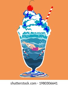 Milkshake with cherries. A metaphor.