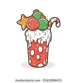Milkshake with christmas concept vector illustration