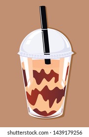 milkshake cocktail with a chocolate in a plastic cup