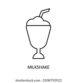 ícone da linha de conceito de milkshake. Ilustração de elemento simples. projeto de símbolo de esboço de conceito de milkshake.