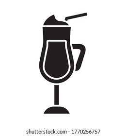 milkshake cup icon over white background, silhouette style, vector illustration