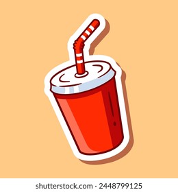 Milkshake cup illustration vector. Coffee cup sticker