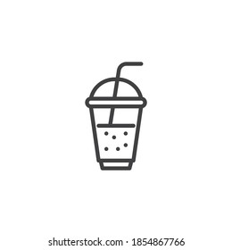 Milkshake cup line icon. linear style sign for mobile concept and web design. Takeout coffee cup outline vector icon. Symbol, logo illustration. Vector graphics