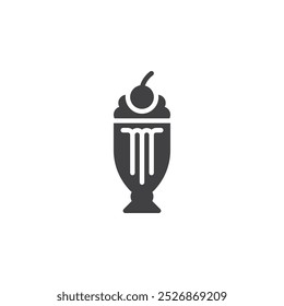 Milkshake en una taza con el ícono del Vector de nata batida. cartel plano lleno para el concepto móvil y el Diseño web. Icono de glifo de taza de malteada. Símbolo, ilustración del logotipo. Gráficos de Vector