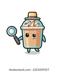 milkshake detective caracter está analizando un caso, diseño de estilo lindo para camiseta, pegatina, elemento logo