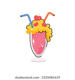 Milkshake doodle vector outline icon. EPS 10 file